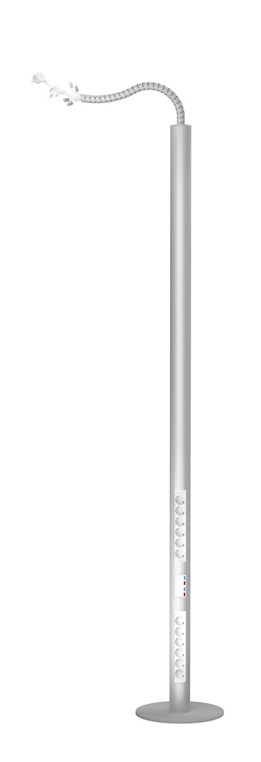 Pistorasiapylväs, Pajap, 1-puoleinen, anodisoitu, 2x 6PR + 4x RJ45 cat6 utp