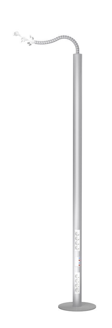 Pistorasiapylväs, Pajap, 1-puoleinen, anodisoitu, 2x 4PR + 4x RJ45 cat6A ftp