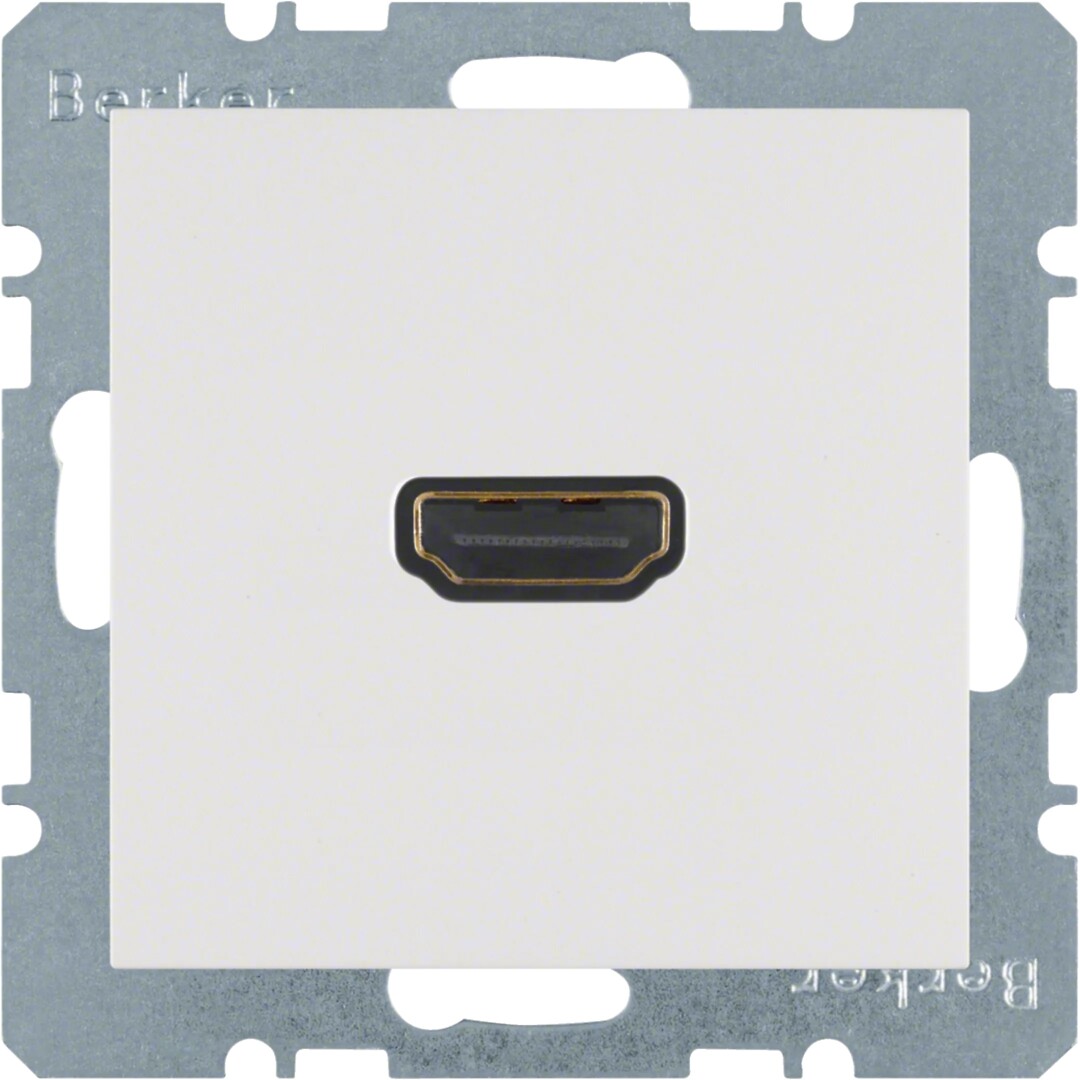 HDMI-pistorasia suoralla välikaapeliliitynnällä, S.1/B.x, puhtaanvalkoinen matta