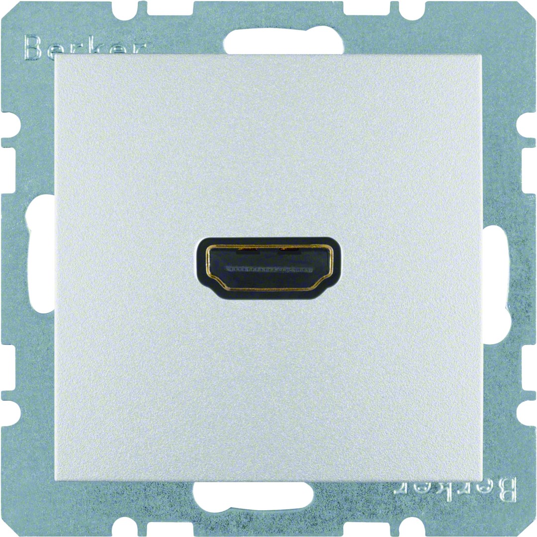 HDMI-pistorasia 90° välikaapeliliitynnällä, S.1/B.x, alumiini matta maalattu