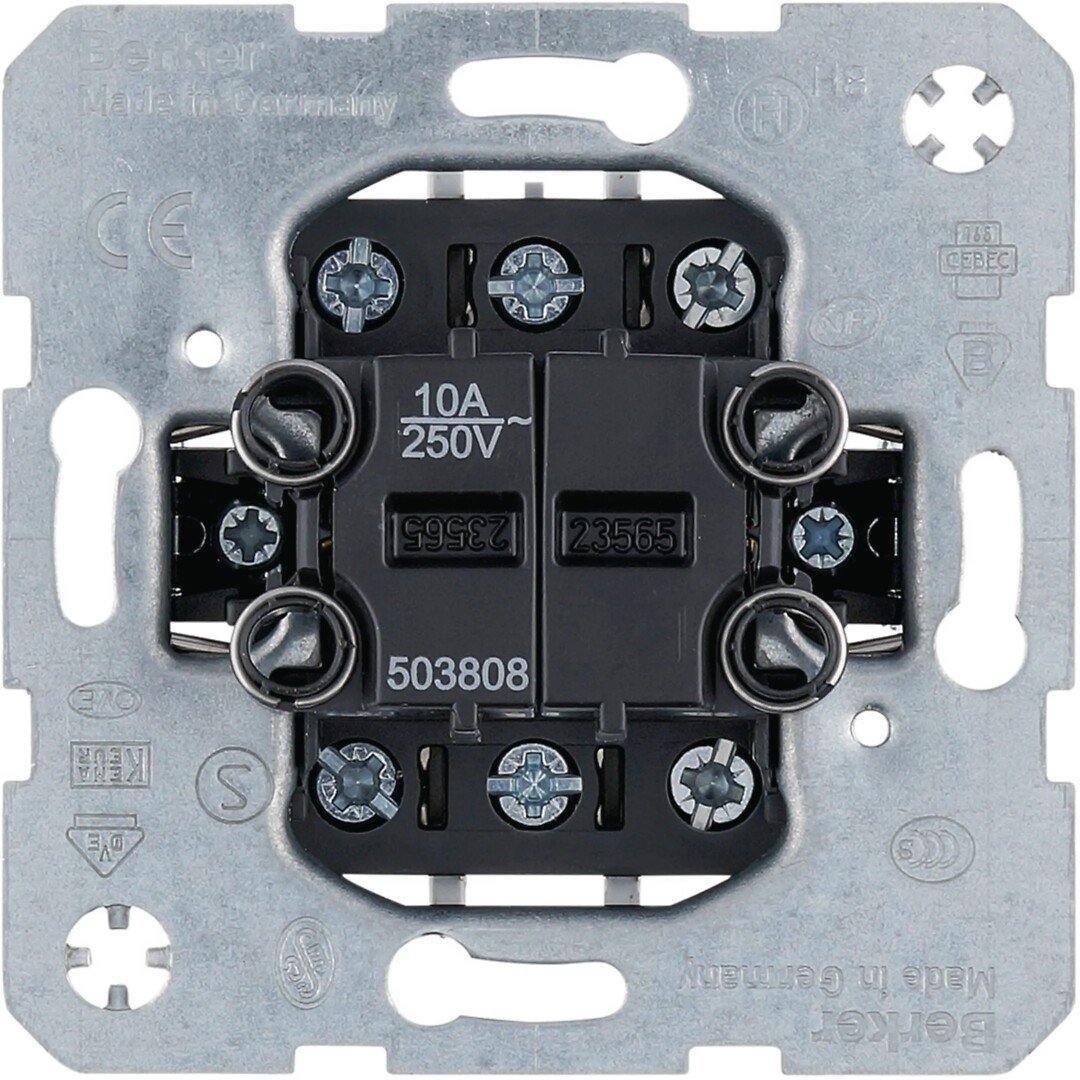 Kaksoisvaihtopainikerunko (6+6) 10A 250V kiinnityskynsillä