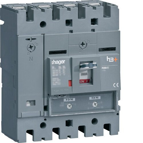 Kompaktikatkaisija h3+ p250 aset. TM-suojareleellä 4-napainen 160A 25kA