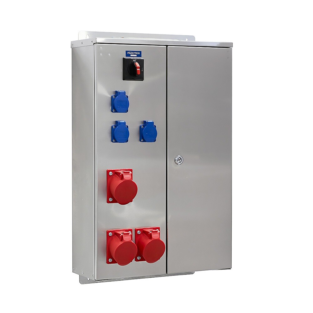 Pistorasiakeskus IP44 pinta In=80A, RST, voimavirta 3x16A, 3xSchuko