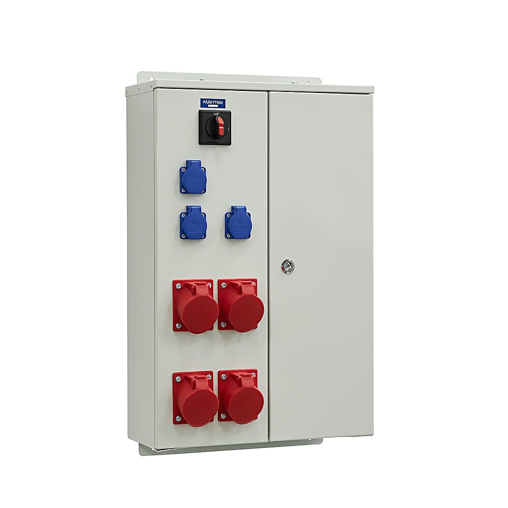 Pistorasiakeskus IP44 pinta In=80A, FE, voimavirta 3x32A+1x16A, 3xSchuko