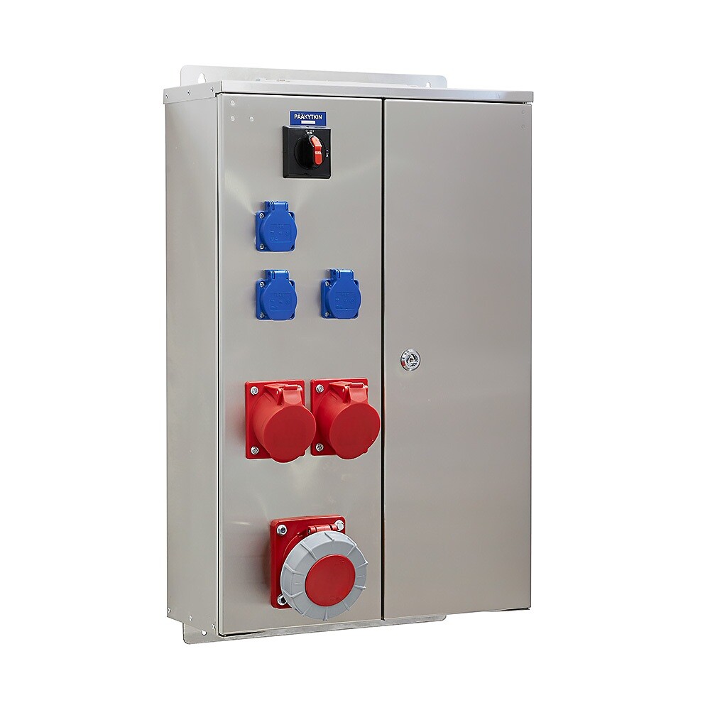 Pistorasiakeskus IP44 pinta In=125A, RST, voimavirta 1x63A+1x32A+1x16A, 3xSchuko