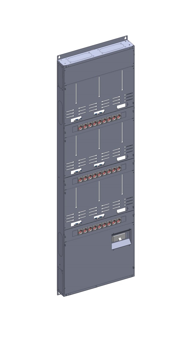 Monimittarikeskus IP20 In=250A, 9xM2 (3x25A), syöttö A, lähdöt Y