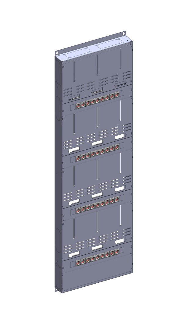 Monimittarikeskus (lisäkenttä) IP20 In=125A, 12xM2 (3x25A), syöttö Y, lähdöt A