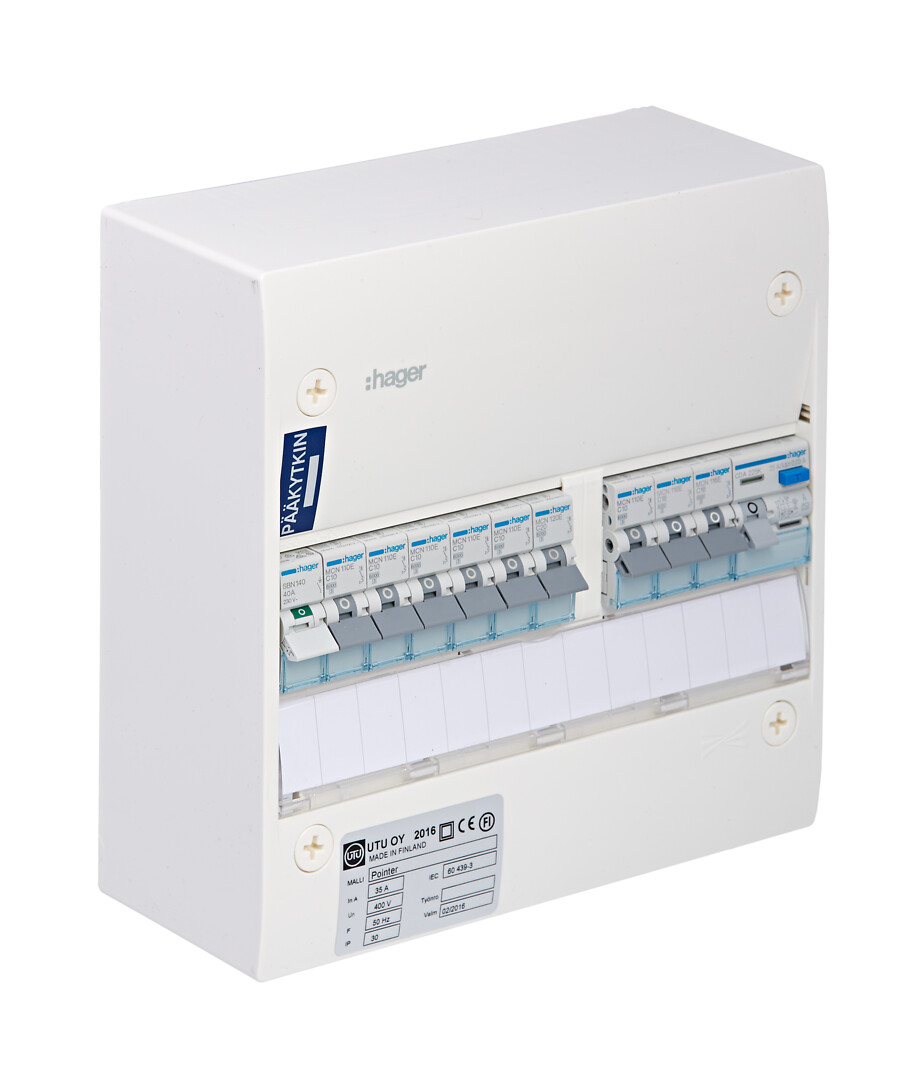 Ryhmäkeskus IP30 pinta In=35A, JSK 6xC10A+2xC16A+1xC20A, 1xVVSK, 1-vaiheinen