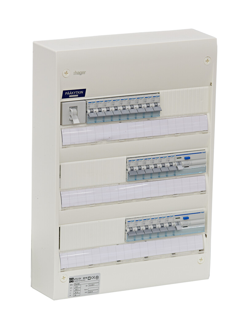 Ryhmäkeskus IP30 pinta In=35A, JSK 9xC10A+12xC16A, 2xVVSK, jousil.