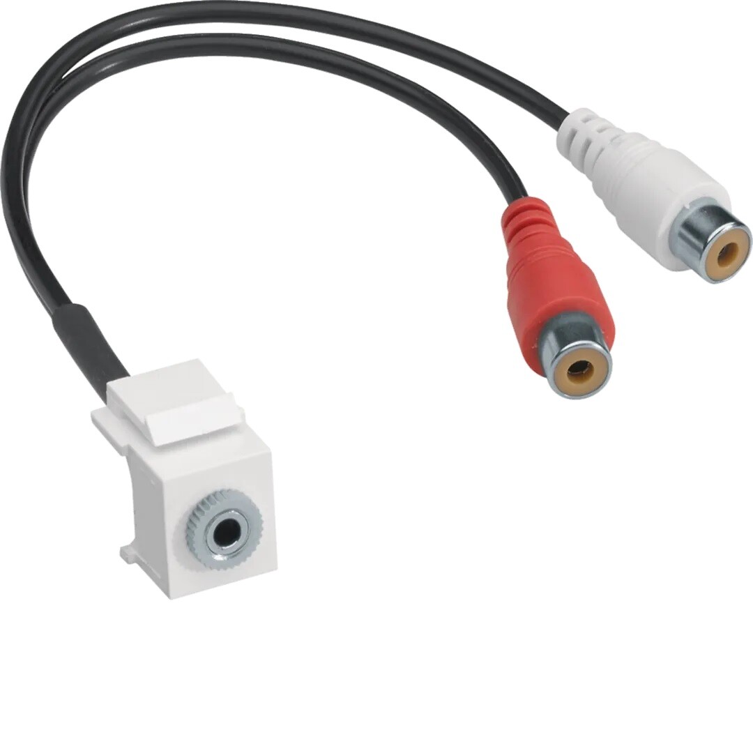 Keystone-liitinmoduuli 3.5mm audio tulo 2xRCA 0.2m, halogeeniton