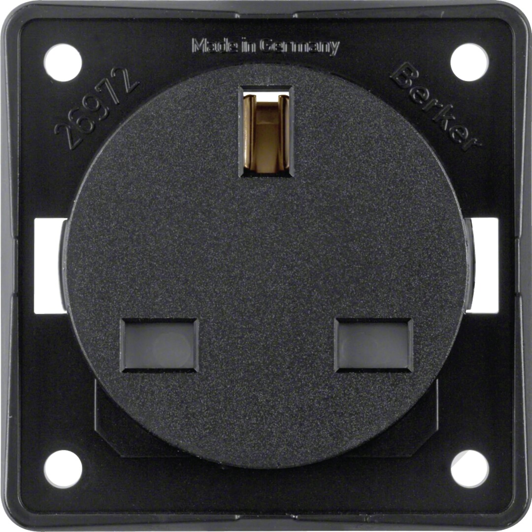 Pistorasia 1-osainen BS 13A/250V, Integro, musta matta