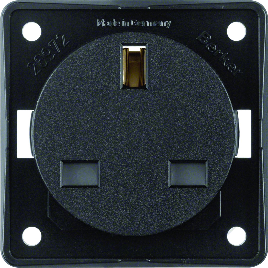 Pistorasia 1-osainen BS 13A/250V, Integro, musta matta