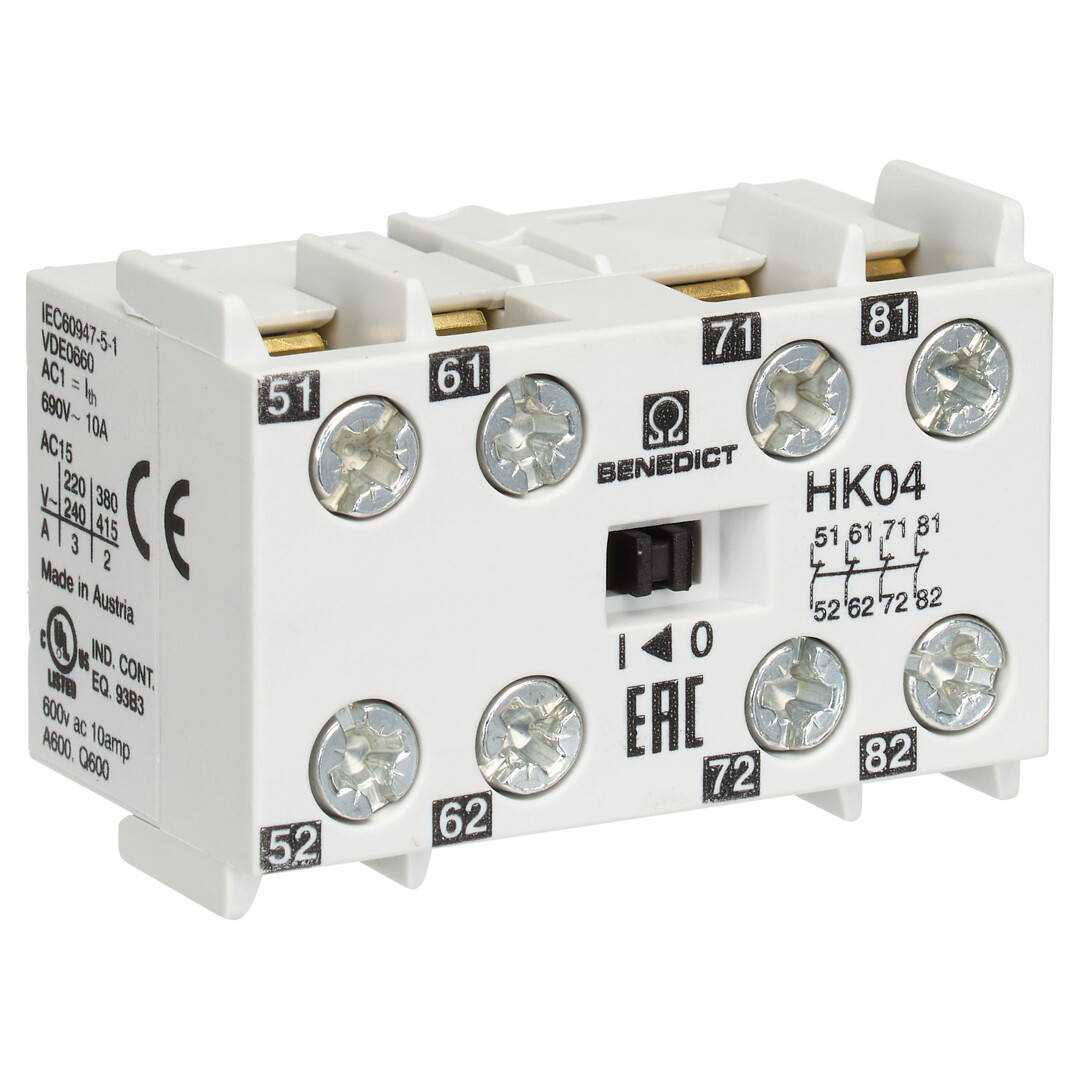 Apukosketinmoduuli apukontaktoreille 4a 3A AC15 10A AC1