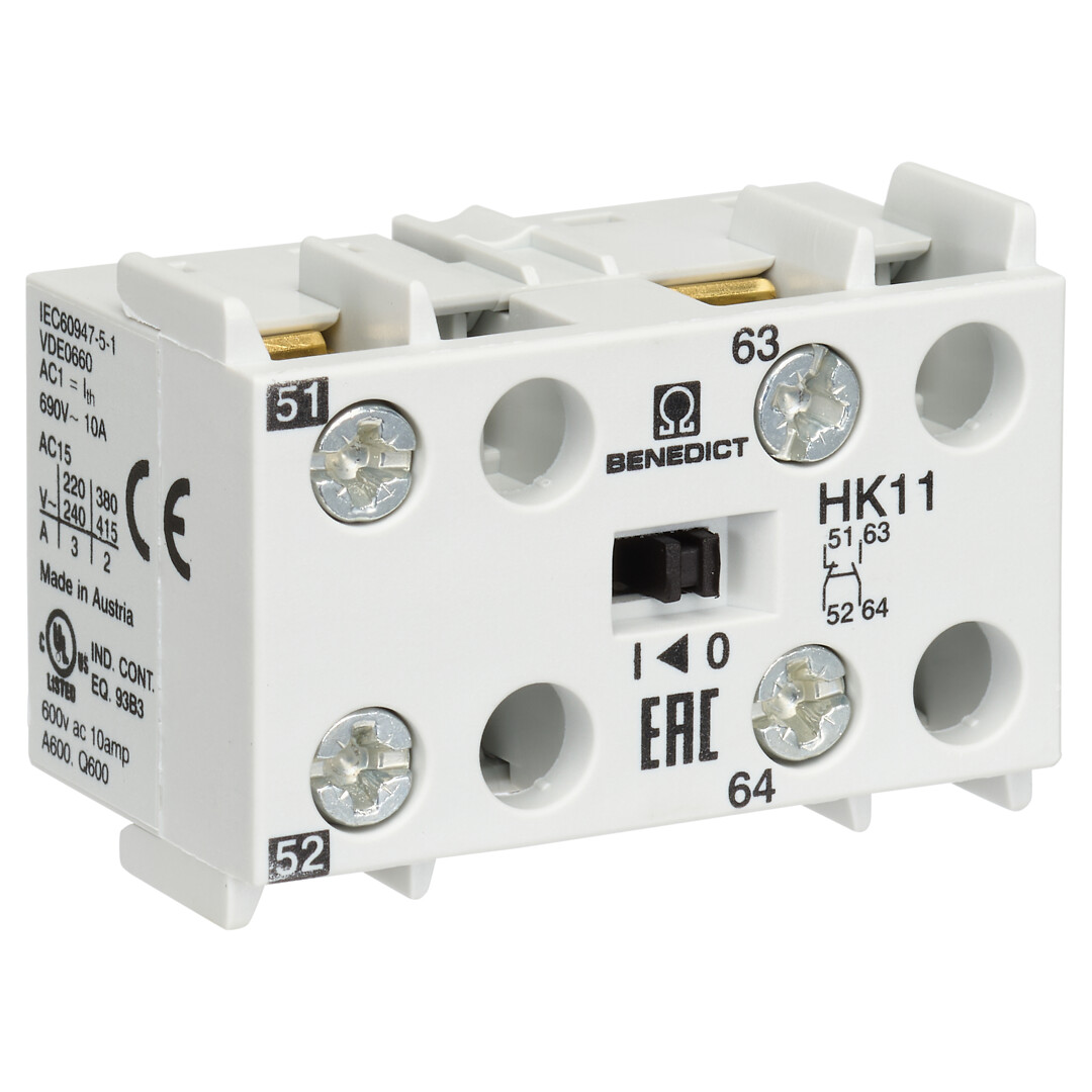 Apukosketinmoduuli apukontaktoreille 1s+1a 3A AC15 10A AC1
