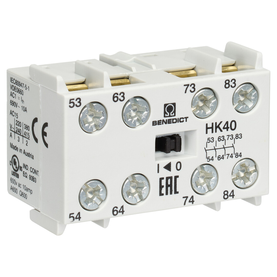 Apukosketinmoduuli apukontaktoreille 4s 3A AC15 10A AC1