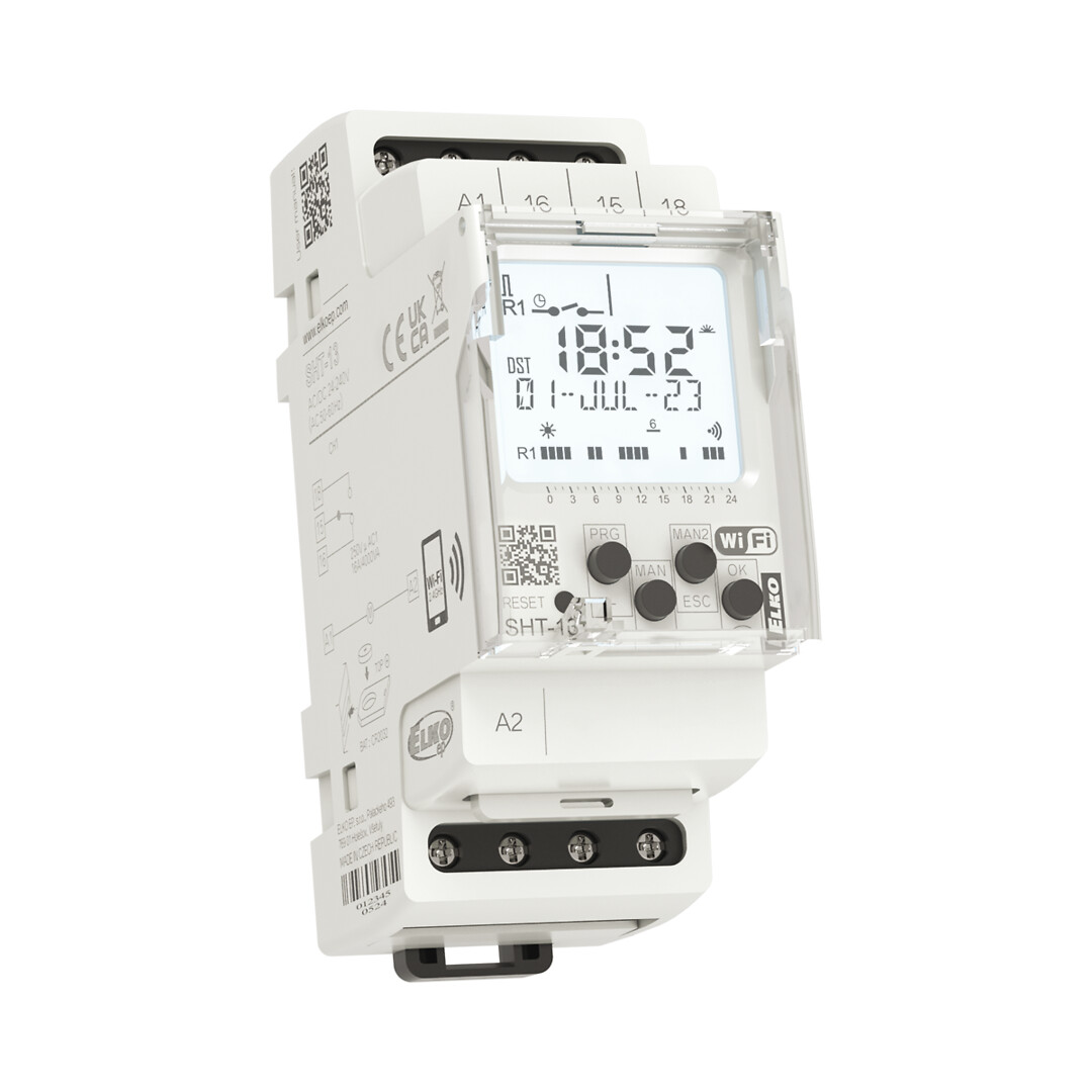 Kellokytkin 1-kanavainen 24-240V AC/DC 16A monitoimi WiFi-liit. 2M DIN