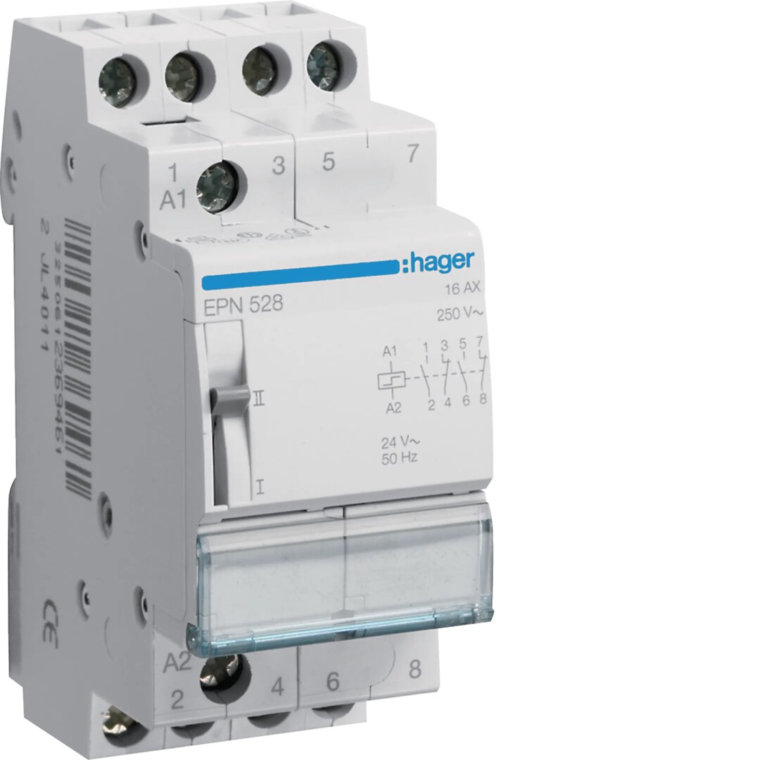 Sysäysrele 2s+2a 16A kela 24VAC/12VDC, 2 moduulia