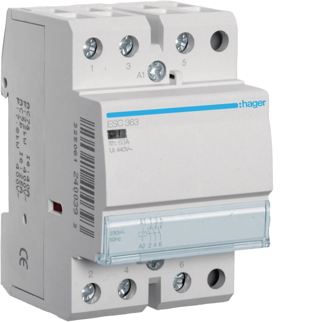 Kontaktori 3s 63A kela 230VAC, 3 moduulia