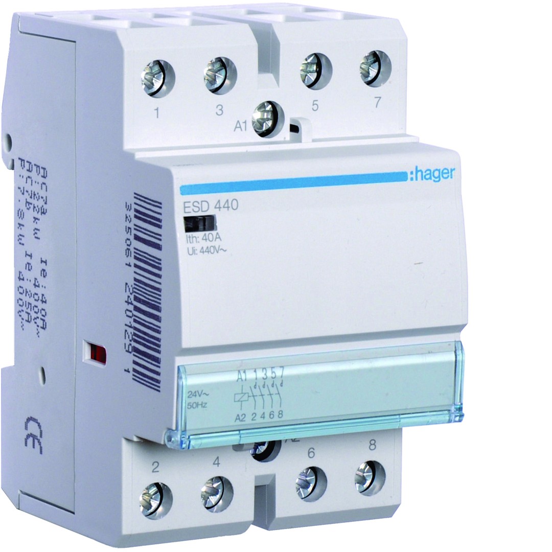 Kontaktori 4s 40A kela 24VAC, 3 moduulia