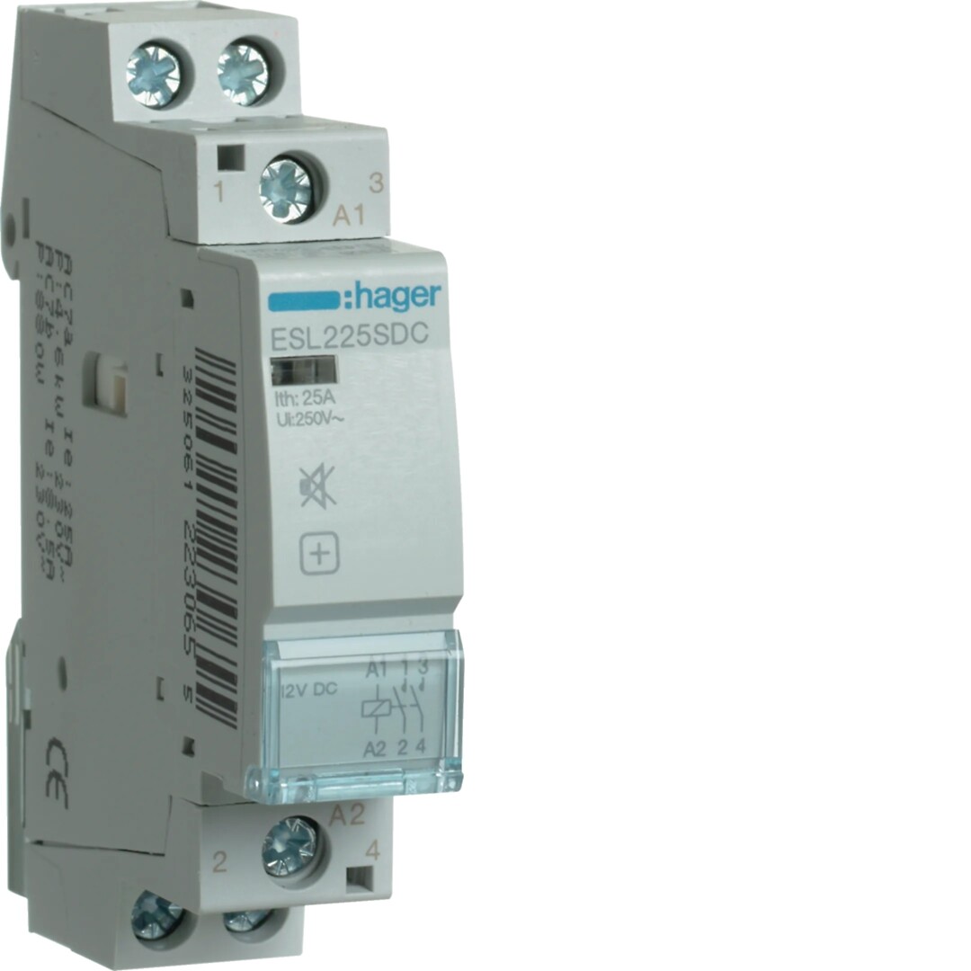 Kontaktori hurinaton 2s 25A kela 12VDC, 1 moduuli
