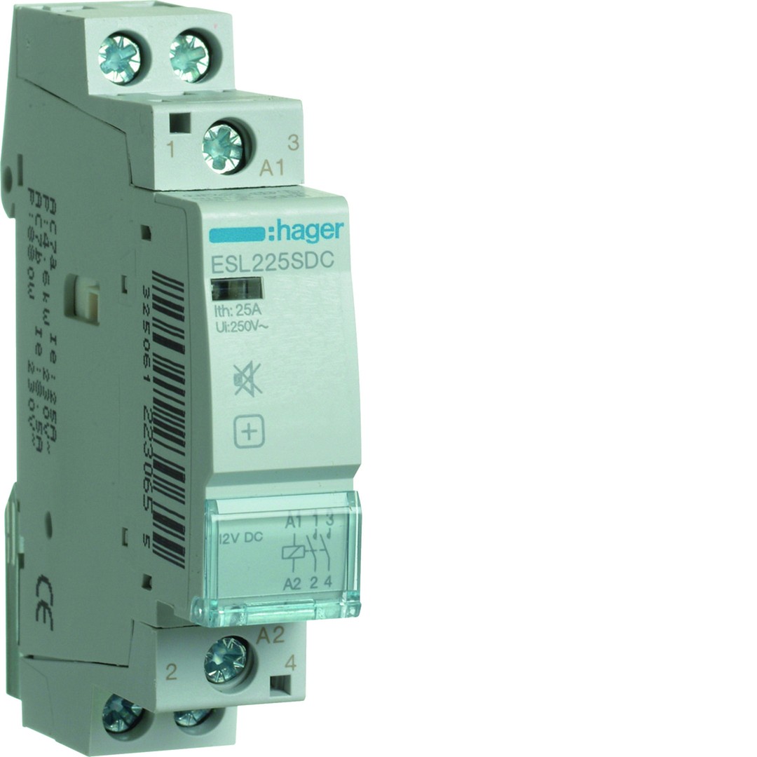 Kontaktori hurinaton 2s 25A kela 12VDC, 1 moduuli
