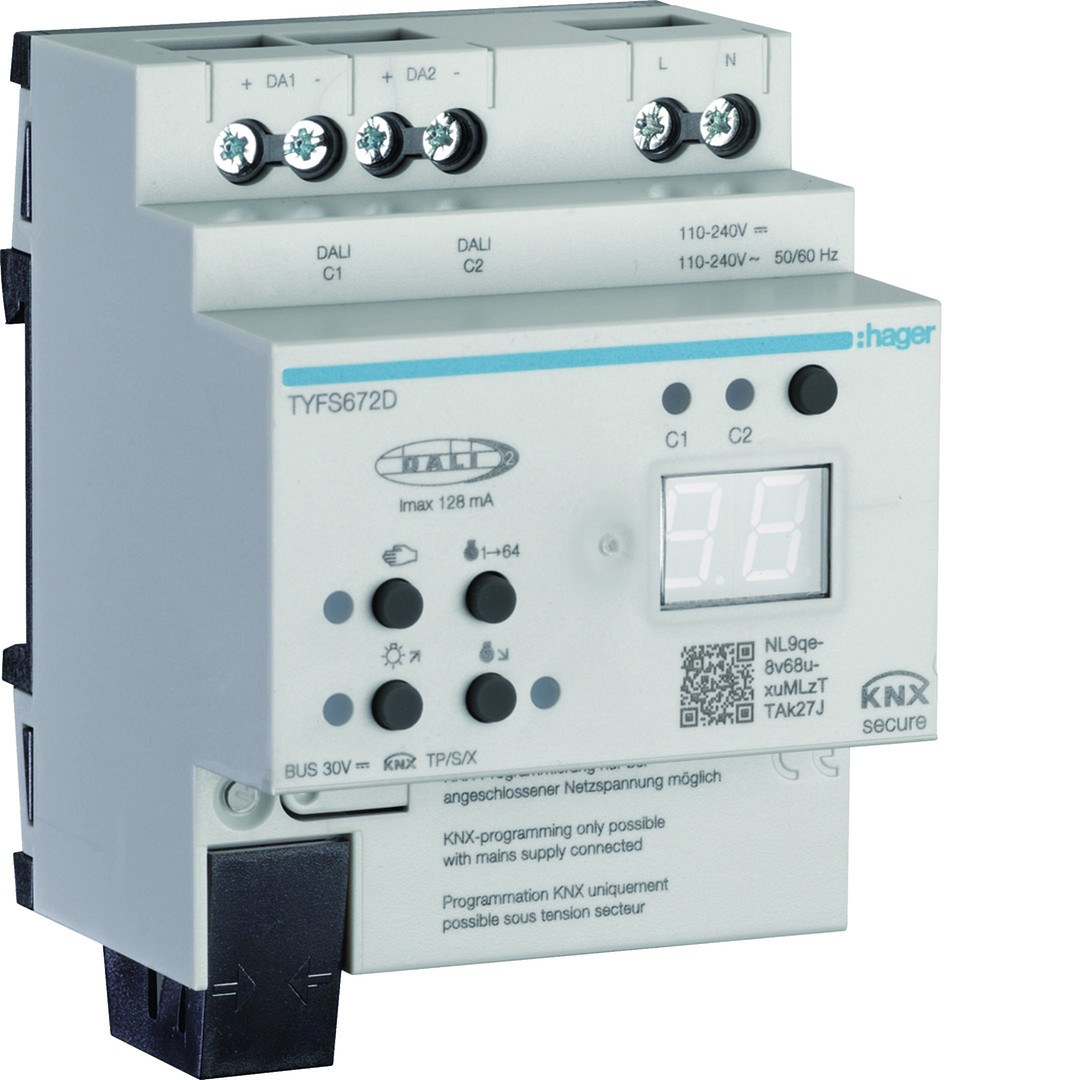 KNX/DALI 2 Gateway, KNX Secure, 2-kanavainen