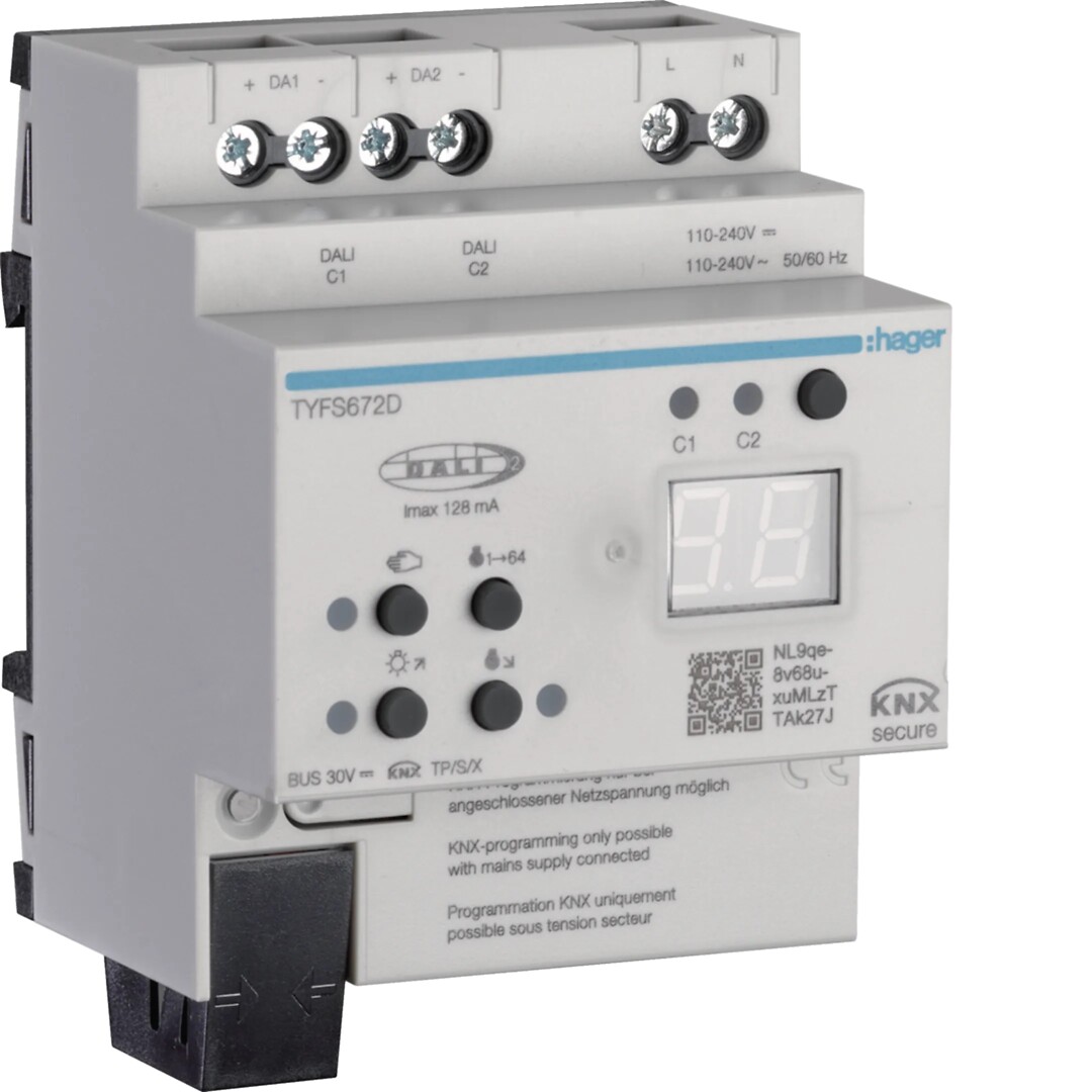 KNX/DALI 2 Gateway, KNX Secure, 2-kanavainen