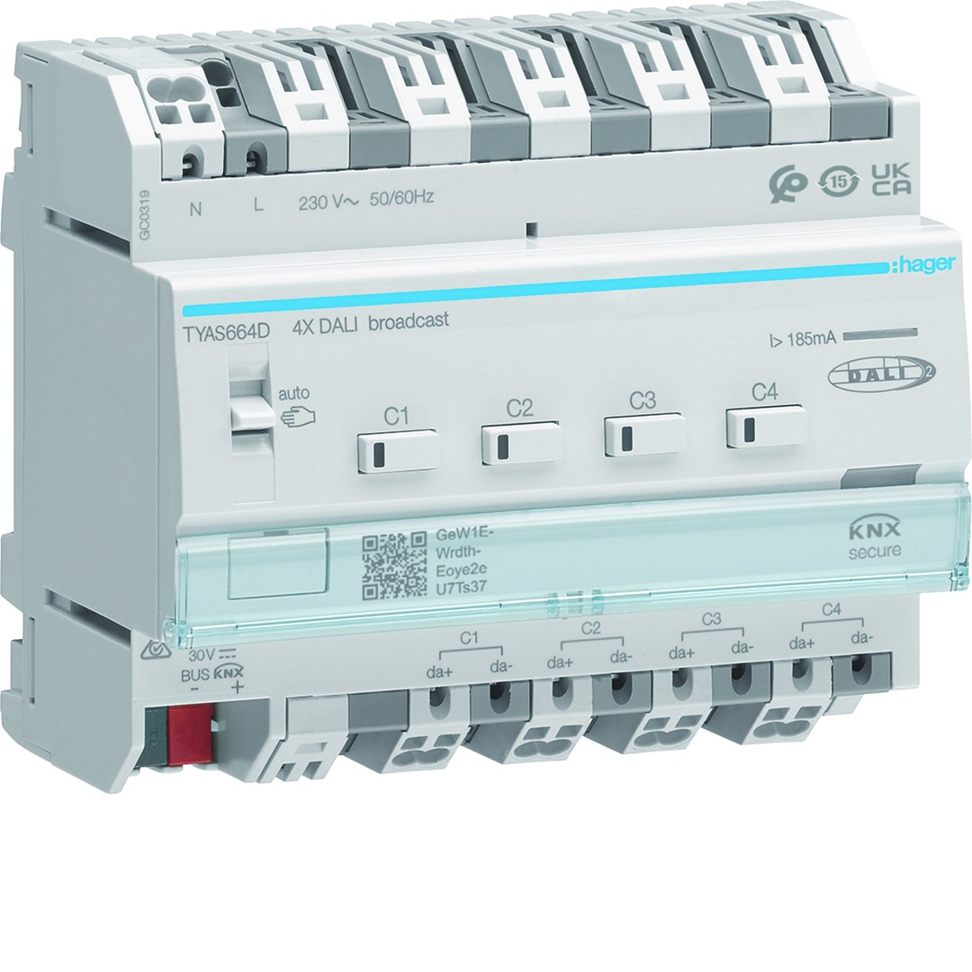 KNX/DALI 2 valonsäädin 4-kanavainen, Broadcast, KNX Secure, easy, RGB(T)W