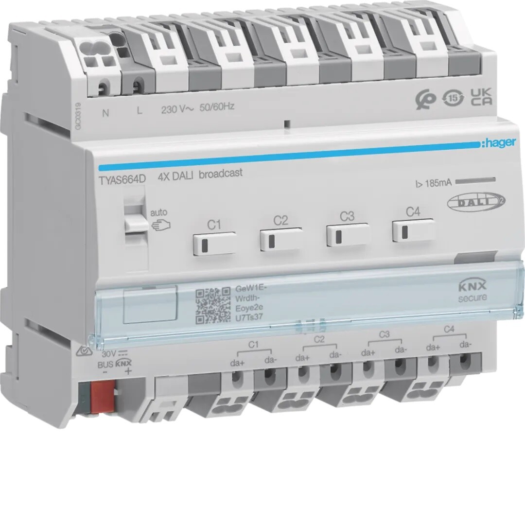 KNX/DALI 2 valonsäädin 4-kanavainen, Broadcast, KNX Secure, easy, RGB(T)W