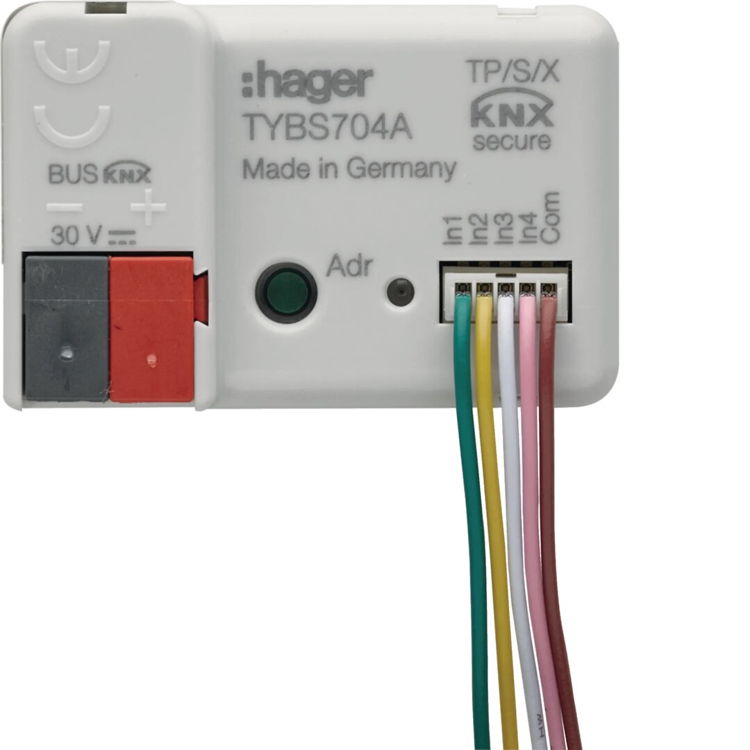 Binäärituloyksikkö 4-kanavainen, KNX Secure, uppoasennus