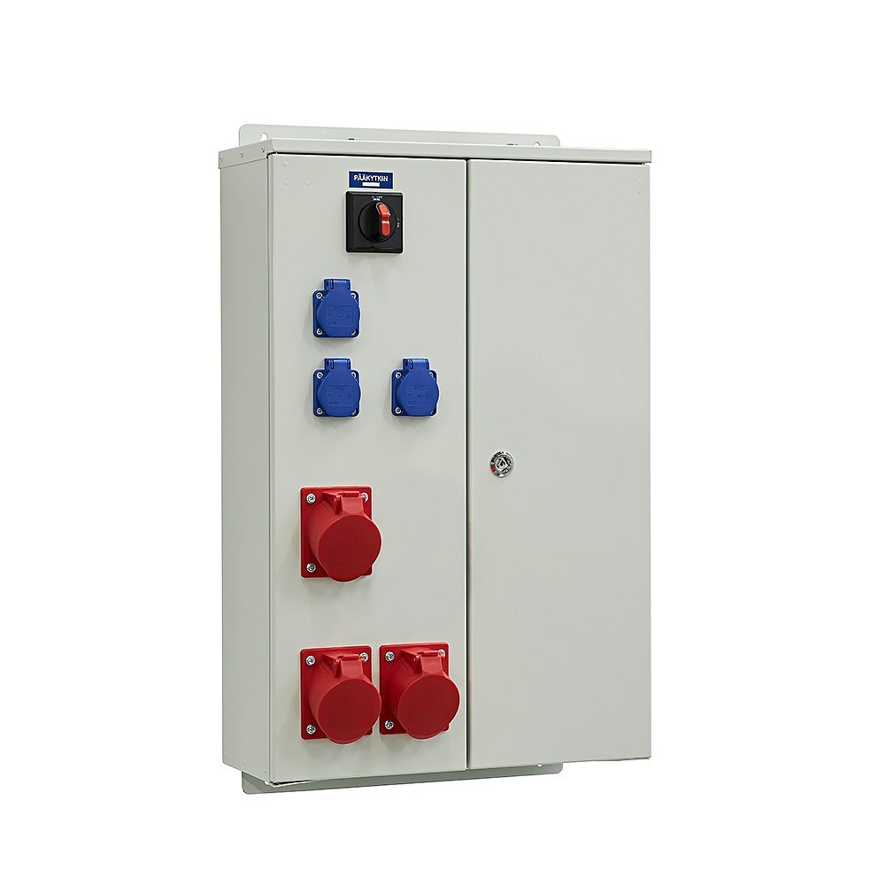 Pistorasiakeskus IP44 pinta In=125A, FE, voimavirta 1x32A+2x16A, 3xSchuko