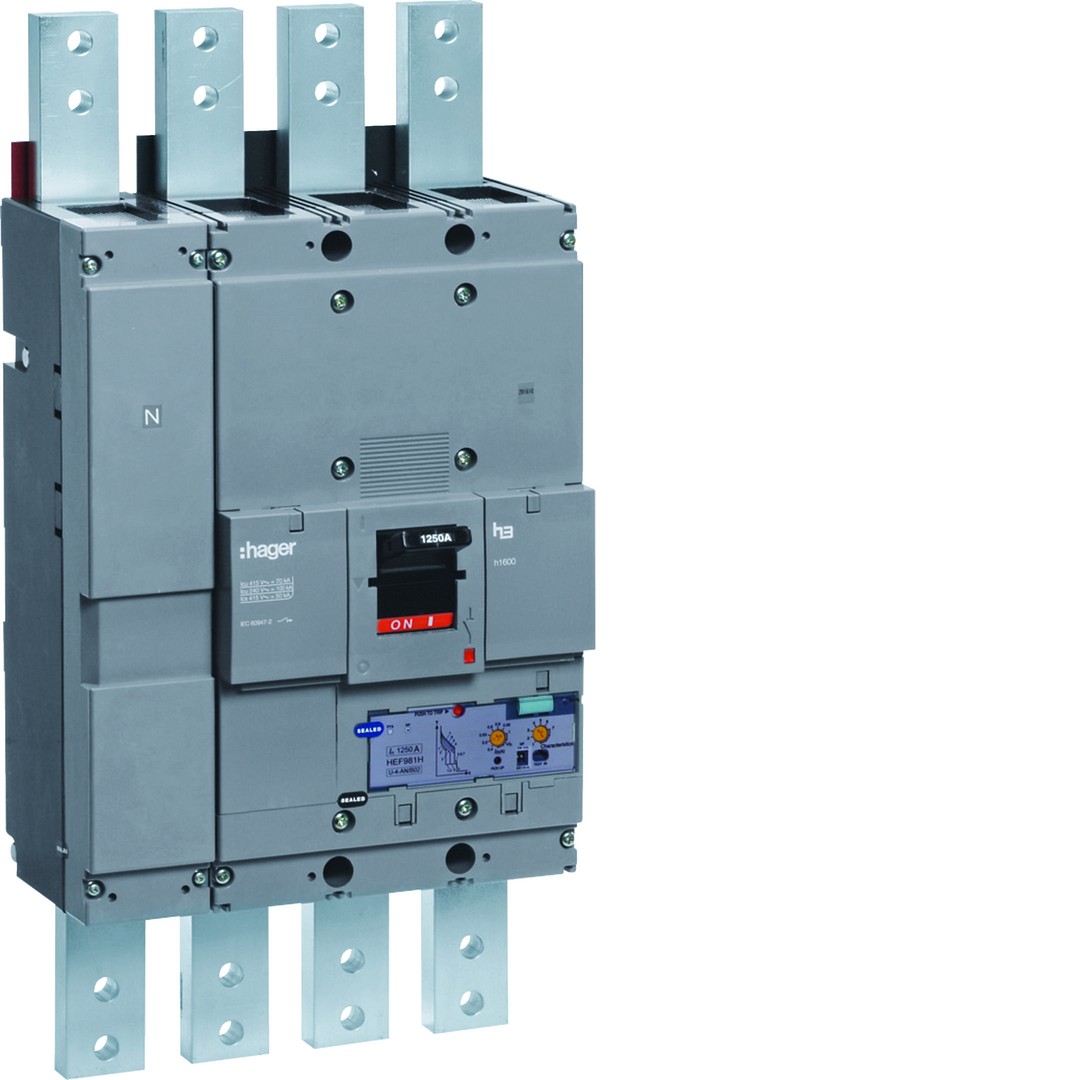 Kompaktikatkaisija h1600 4-napainen 70kA 1250A elektroninen aseteltava LSI
