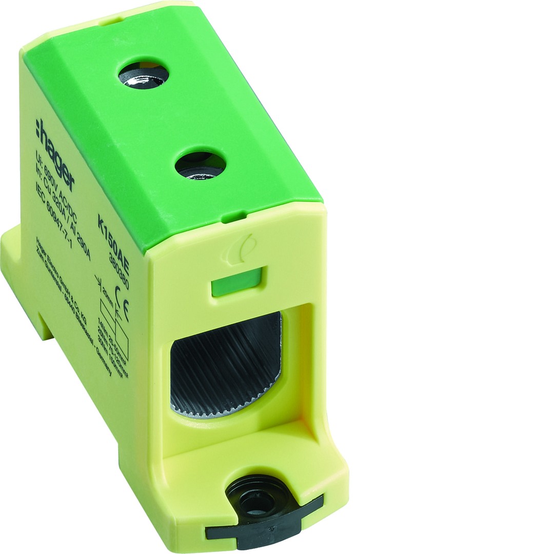 Kytkentäriviliitin PE Al- ja Cu-johtimille, 25mm²-150mm², väri keltavihreä