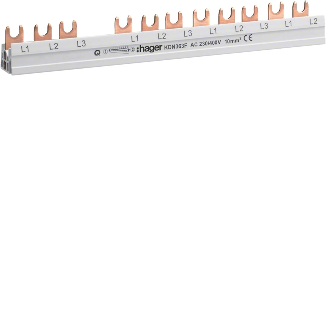 Vaihekisko 3-napainen VVSK 4N + JSK8 63A poikkipinta 10mm² 12 moduulia