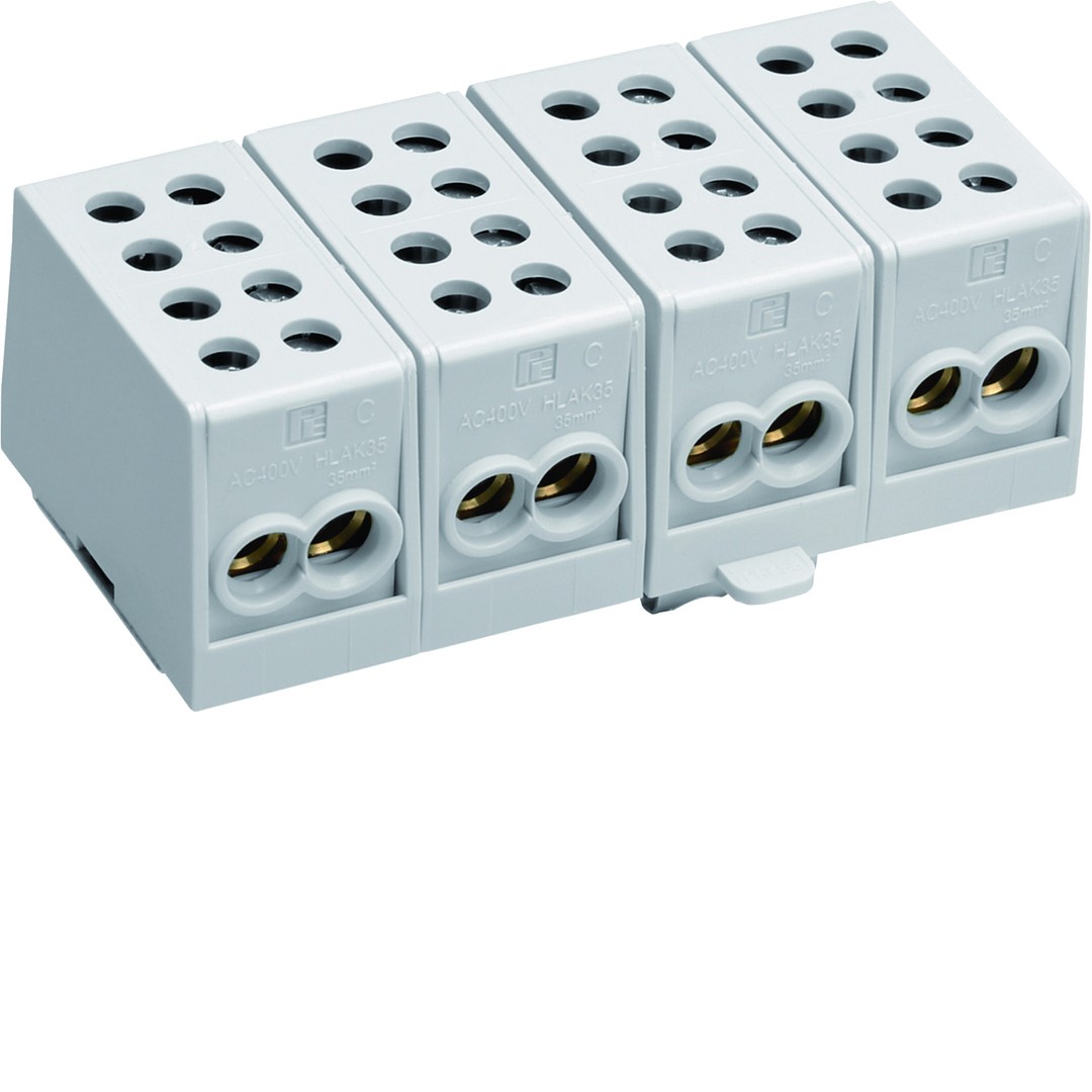 Päävirtapiirin haaroitusliitin 4-napainen, 2x35mm²-2x25mm²/napa, IP20, harmaa