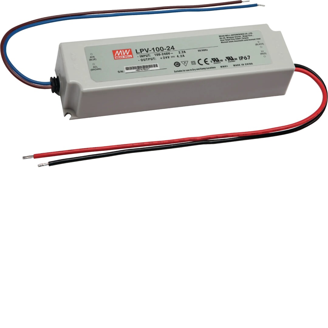 Elektroninen muuntaja 100 W/24 V LED-nauhalle jalkalista-asennus