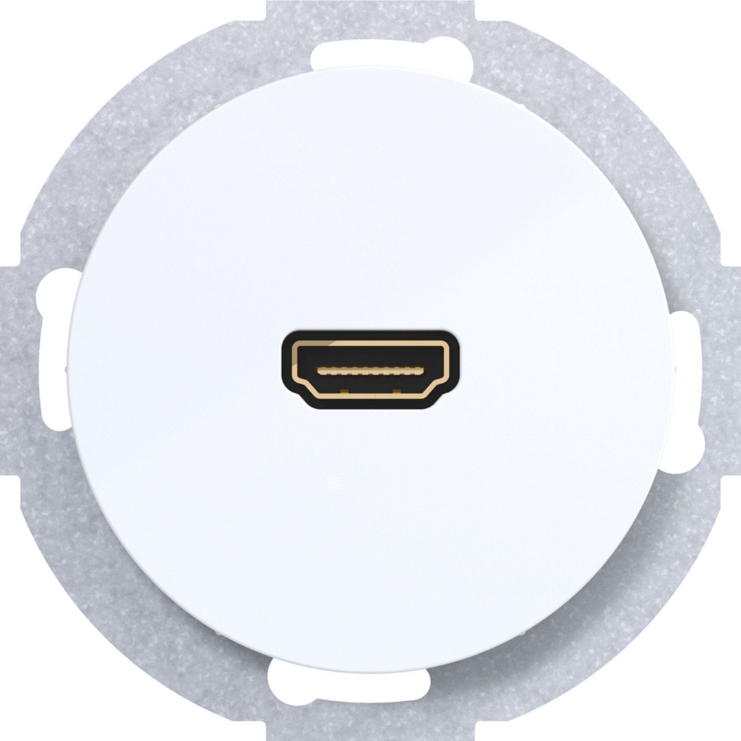 HDMI-pistorasia typeA v1.3 90° liittimellä, R.x, puhtaanvalkoinen kiiltävä