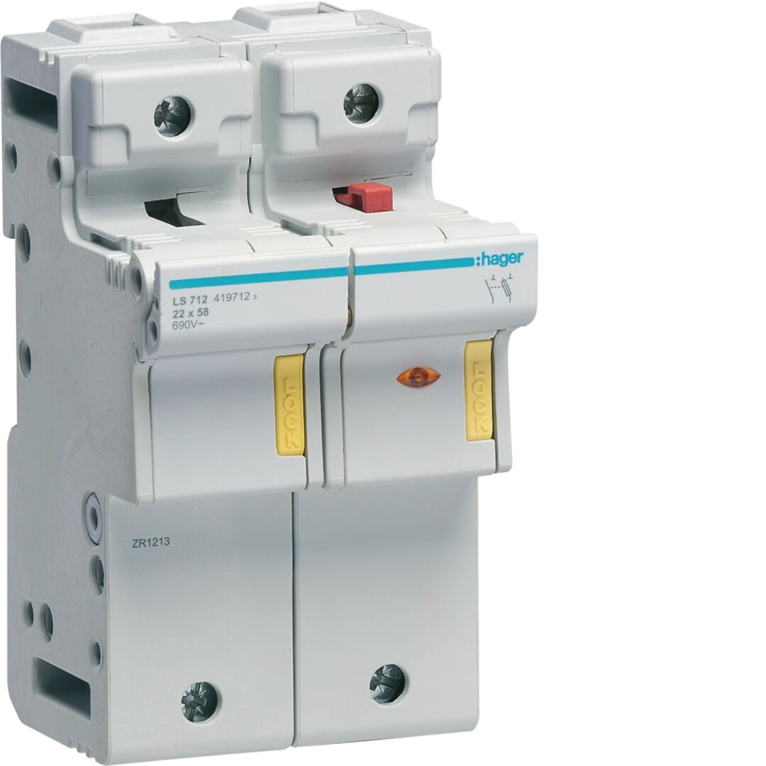 Putkisulakealusta 1L suojattu + N 125A 22×58 mm, 3 moduulia, 690VAC