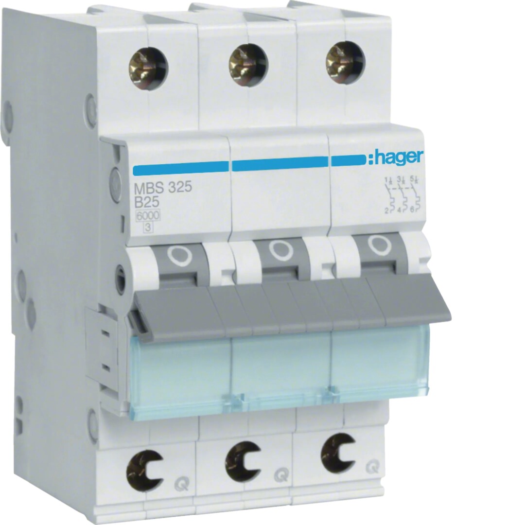Johdonsuojakatkaisija 3-napainen 6kA B-käyrä 25A QuickConnect 3 moduulia