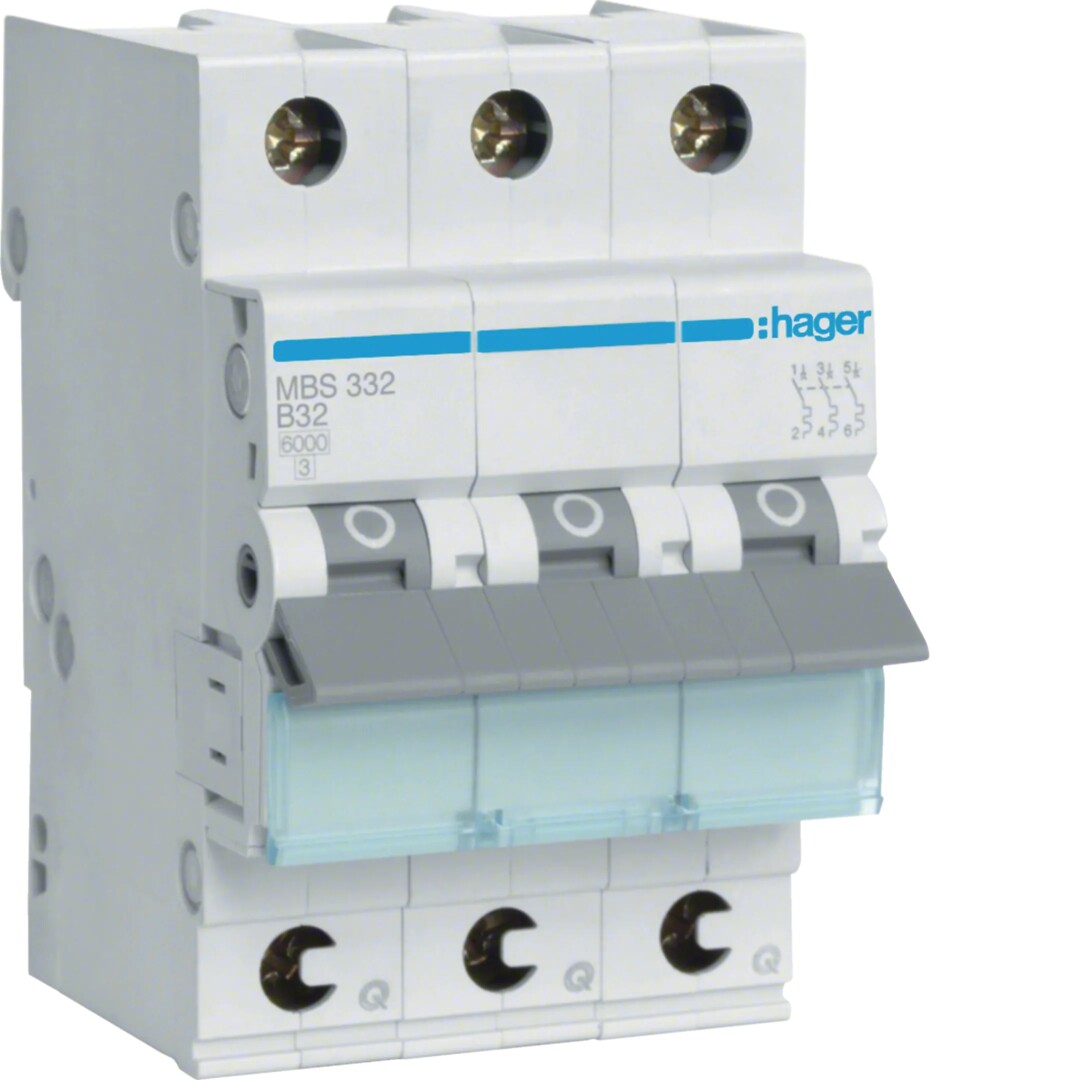 Johdonsuojakatkaisija 3-napainen 6kA B-käyrä 32A QuickConnect 3 moduulia