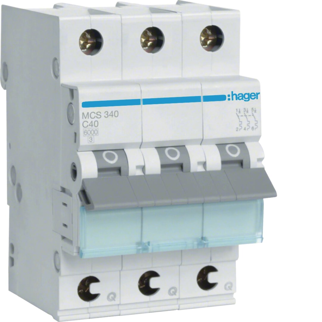 Johdonsuojakatkaisija 3-napainen 6kA C-käyrä 40A QuickConnect 3 moduulia