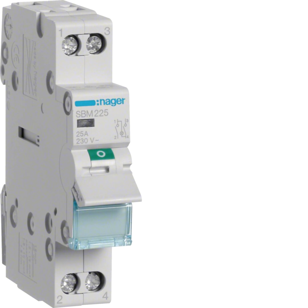 Kytkin 0-1 2-napainen 25A 230VAC LED-merkkivalolla napojen 1 ja 4 välillä