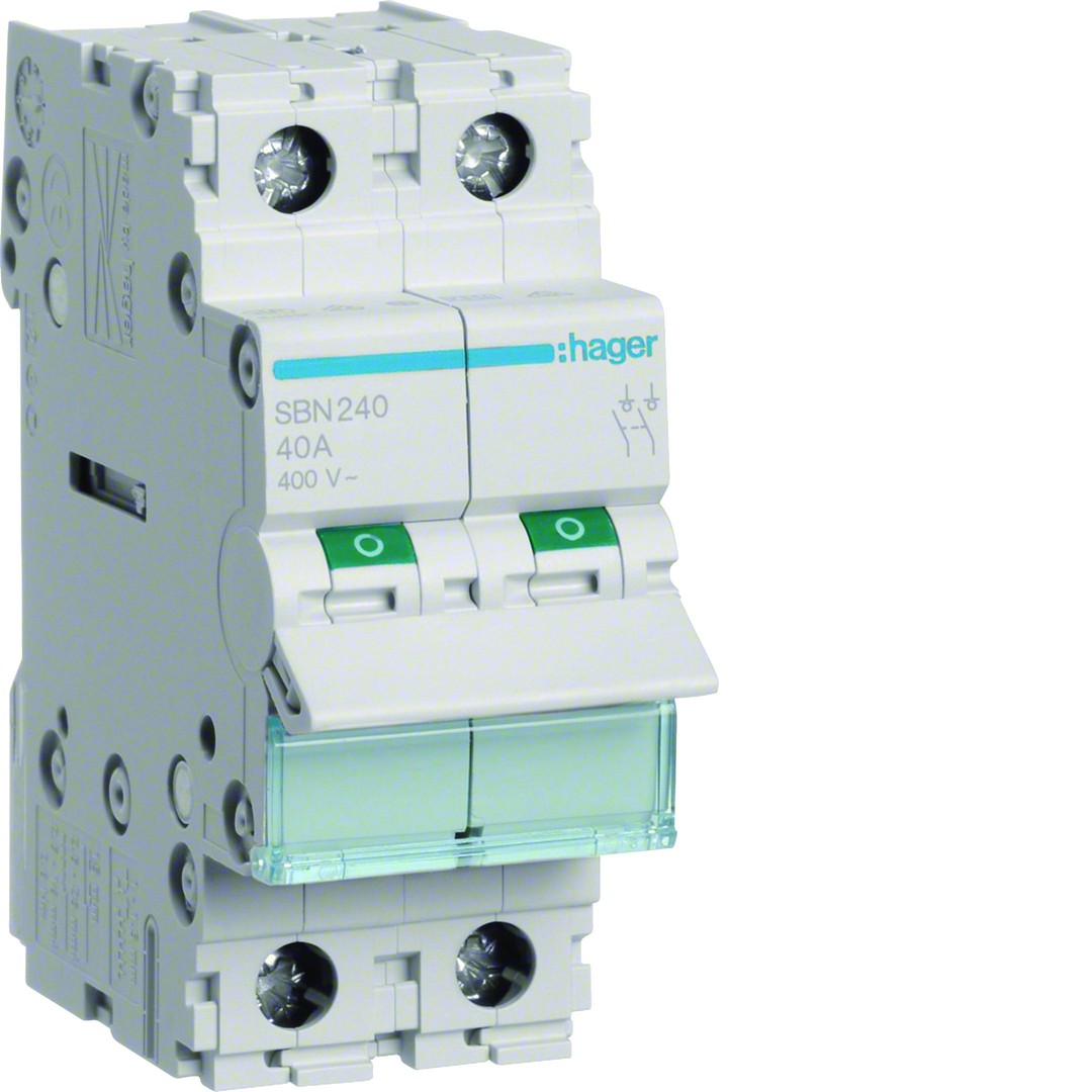 Kytkin 40A 2 sulkeutuvaa kosketinta 400V AC 2 moduulia