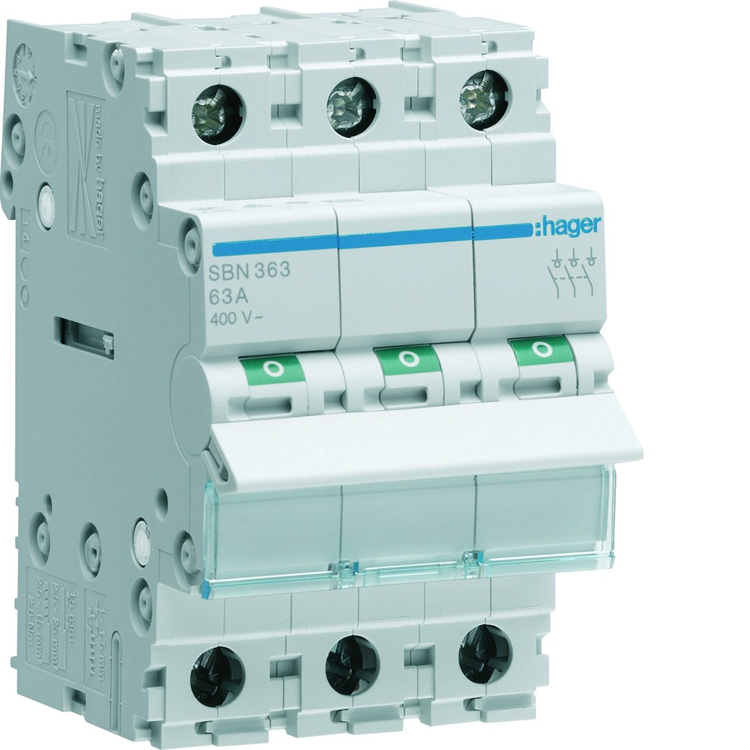Kytkin 63A 3 sulkeutuvaa kosketinta 400V AC 3 moduulia
