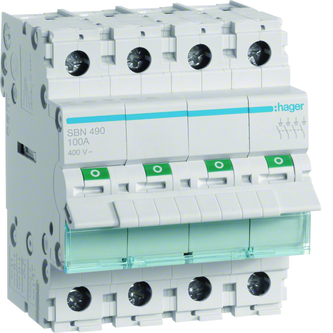Kytkin 100A 4 sulkeutuvaa kosketinta 400V AC 4 moduulia