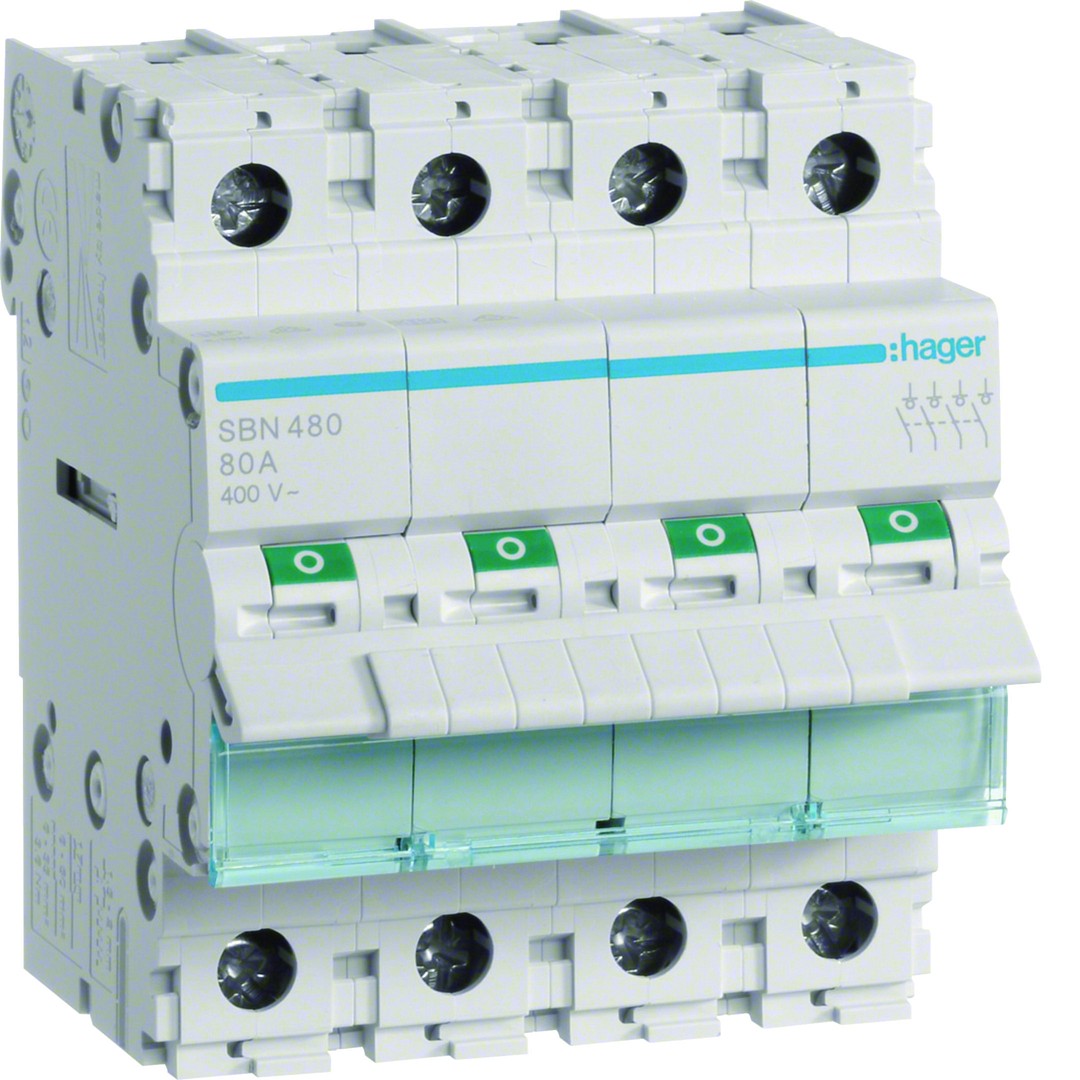 Kytkin 80A 4 sulkeutuvaa kosketinta 400V AC 4 moduulia