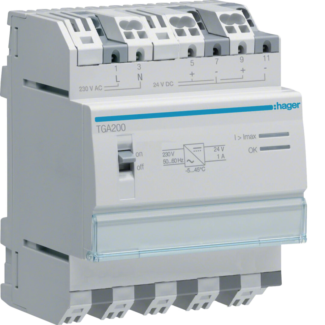 Teholähde 230VAC / 24VDC 1A, 4 moduulia