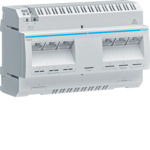 PoE-kytkin 4x PoE porttia + 4x 1Gbit/s porttia, 8 moduulia
