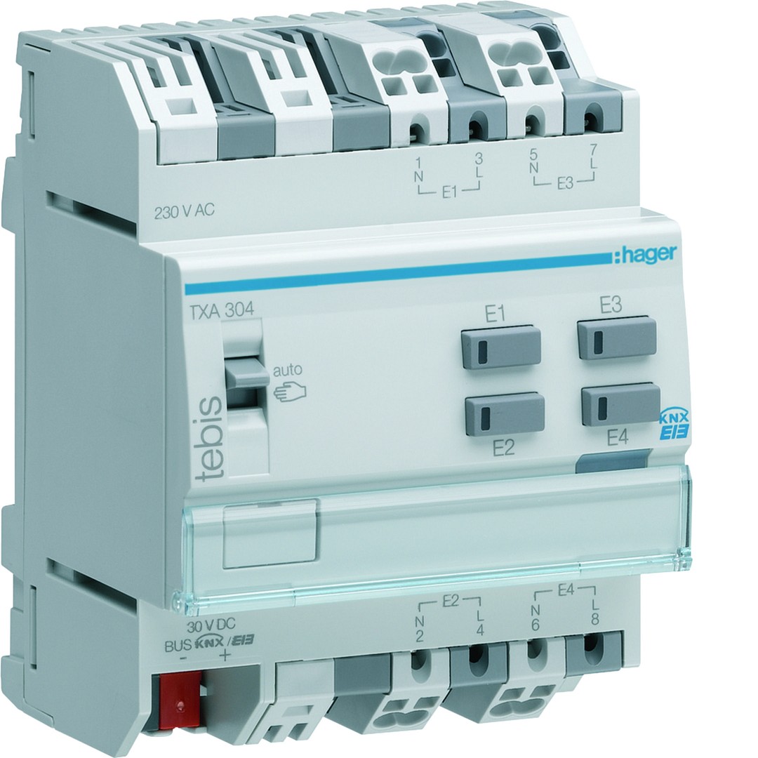 Binääritulo 4-kanavainen 230V 4M DIN, KNX
