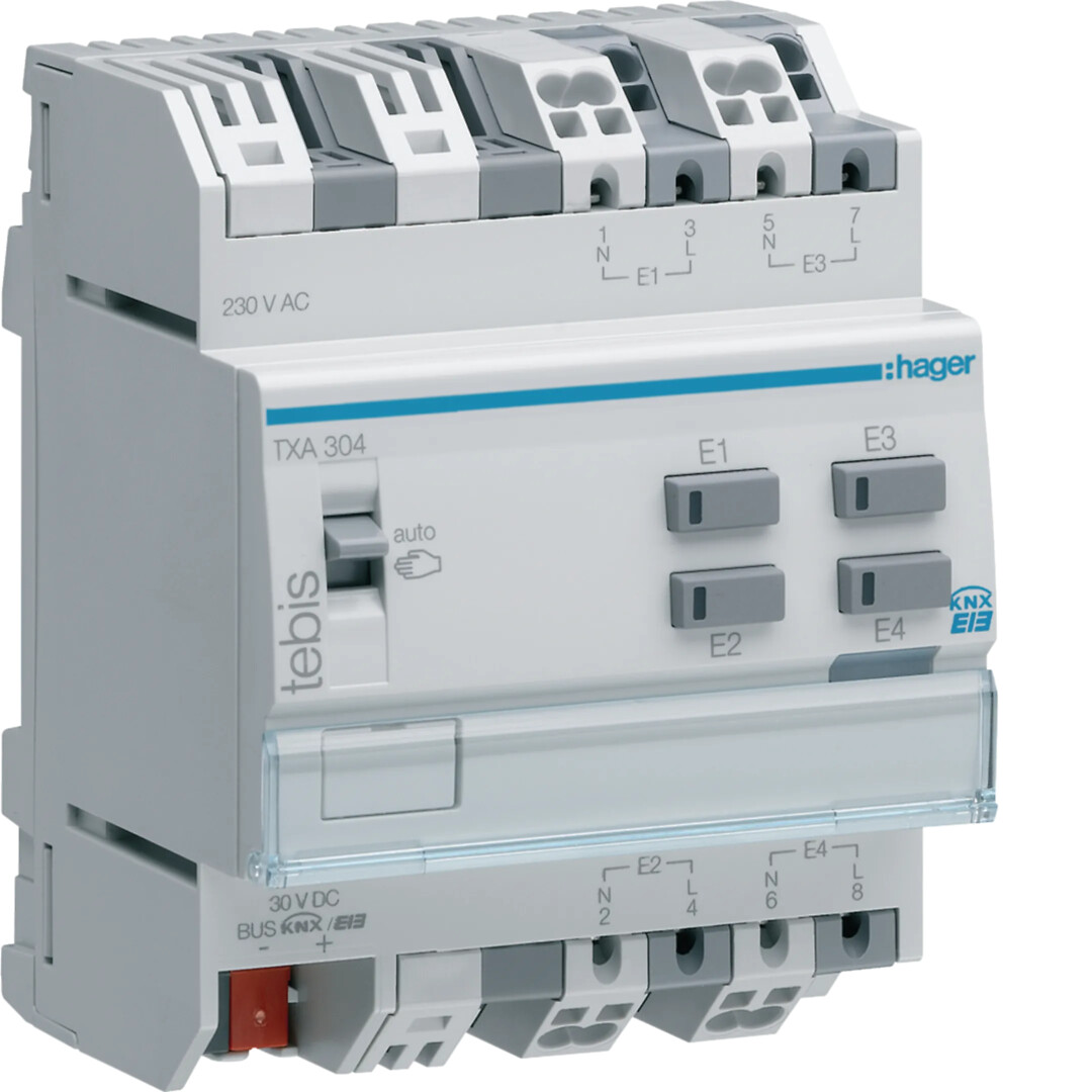 Binääritulo 4-kanavainen 230V 4M DIN, KNX